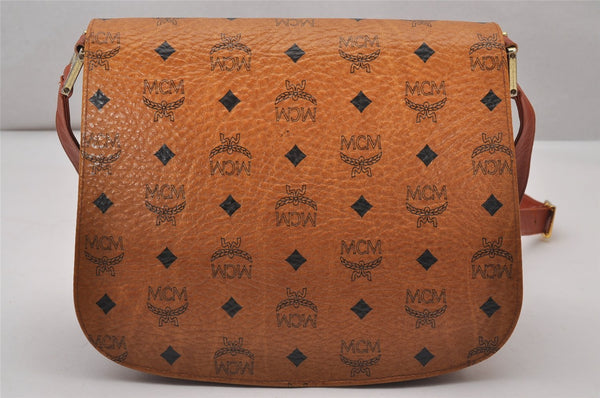 Authentic MCM Visetos Leather Vintage Shoulder Cross Body Bag Purse Brown 6825I