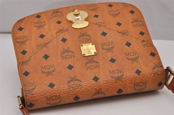 Authentic MCM Visetos Leather Vintage Shoulder Cross Body Bag Purse Brown 6825I