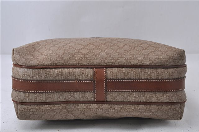 Authentic CELINE Macadam Blason Shoulder Cross Body Bag PVC Leather Beige 6826D