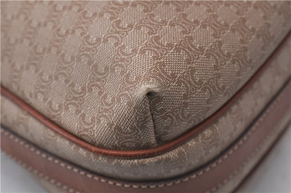 Authentic CELINE Macadam Blason Shoulder Cross Body Bag PVC Leather Beige 6826D