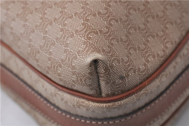 Authentic CELINE Macadam Blason Shoulder Cross Body Bag PVC Leather Beige 6826D
