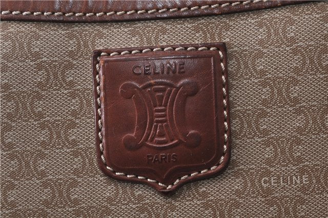 Authentic CELINE Macadam Blason Shoulder Cross Body Bag PVC Leather Beige 6826D