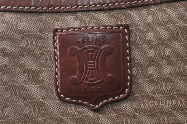 Authentic CELINE Macadam Blason Shoulder Cross Body Bag PVC Leather Beige 6826D