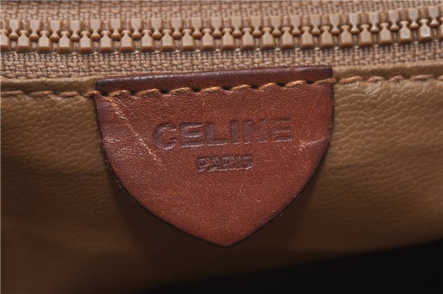 Authentic CELINE Macadam Blason Shoulder Cross Body Bag PVC Leather Beige 6826D