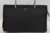 Authentic PRADA Vintage METAL Nylon Tessuto Shoulder Hand Bag Black 6826I