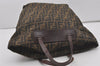 Authentic FENDI Zucca Folding Hand Tote Bag Purse Nylon Leather Brown 6828I