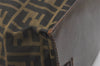 Authentic FENDI Zucca Folding Hand Tote Bag Purse Nylon Leather Brown 6828I