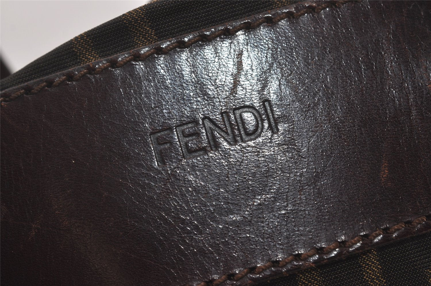 Authentic FENDI Zucca Folding Hand Tote Bag Purse Nylon Leather Brown 6828I