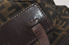 Authentic FENDI Zucca Folding Hand Tote Bag Purse Nylon Leather Brown 6828I