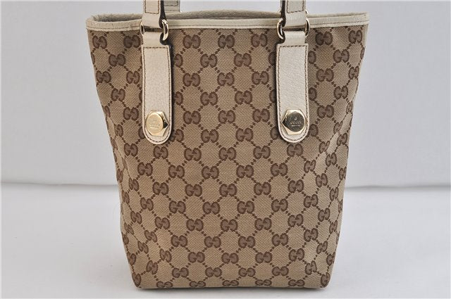 Authentic GUCCI Shoulder Tote Bag GG Canvas Leather 153361 Brown White 6829C