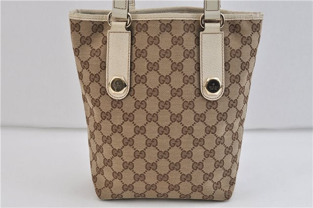 Authentic GUCCI Shoulder Tote Bag GG Canvas Leather 153361 Brown White 6829C