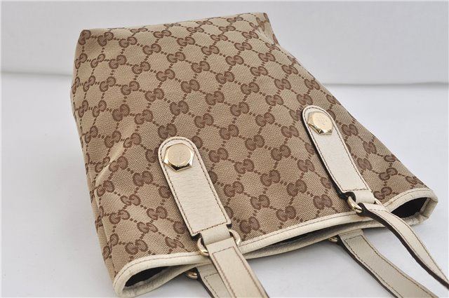 Authentic GUCCI Shoulder Tote Bag GG Canvas Leather 153361 Brown White 6829C