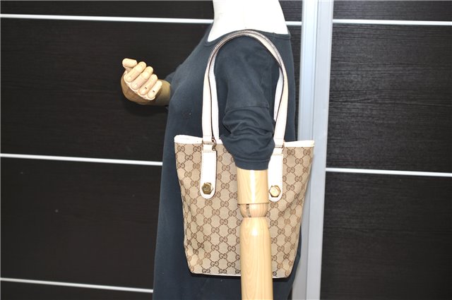 Authentic GUCCI Shoulder Tote Bag GG Canvas Leather 153361 Brown White 6829C