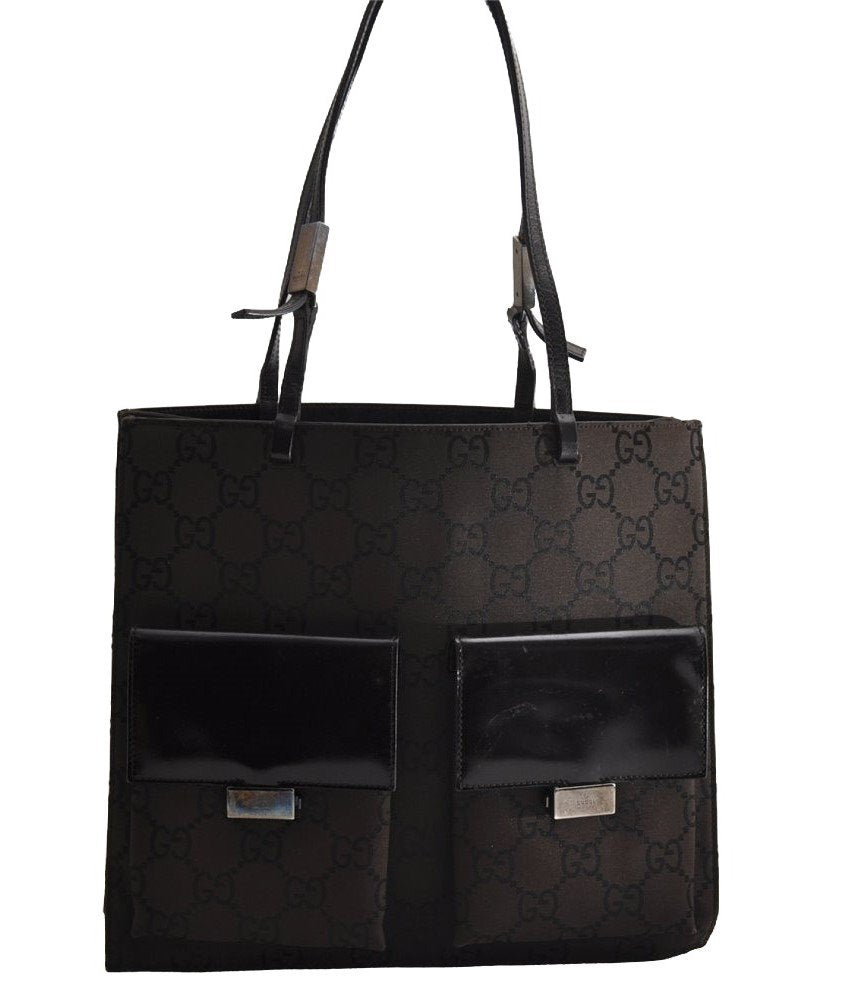 Authentic GUCCI Shoulder Hand Bag Purse GG Nylon Leather 0021021 Brown  6829I