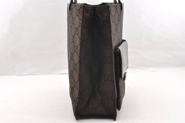 Authentic GUCCI Shoulder Hand Bag Purse GG Nylon Leather 0021021 Brown  6829I