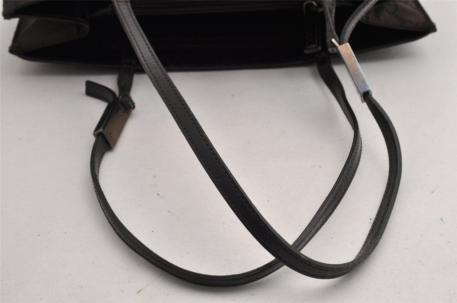 Authentic GUCCI Shoulder Hand Bag Purse GG Nylon Leather 0021021 Brown  6829I