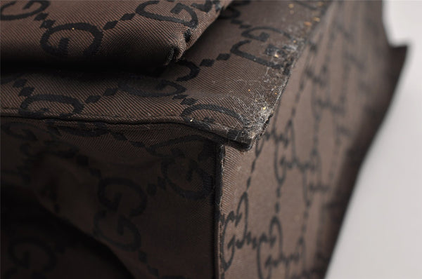 Authentic GUCCI Shoulder Hand Bag Purse GG Nylon Leather 0021021 Brown  6829I