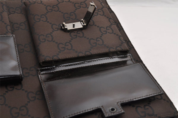 Authentic GUCCI Shoulder Hand Bag Purse GG Nylon Leather 0021021 Brown  6829I