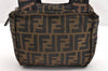 Authentic FENDI Zucca Vintage Hand Tote Bag Purse Nylon Leather Brown 6830I