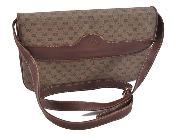 Authentic GUCCI Micro GG PVC Leather Shoulder Cross Body Bag 0024 Brown 6831A