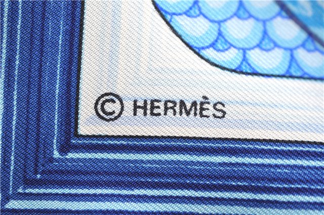 Authentic HERMES Carre 90 Scarf Duck Motif Silk White Box 6831D