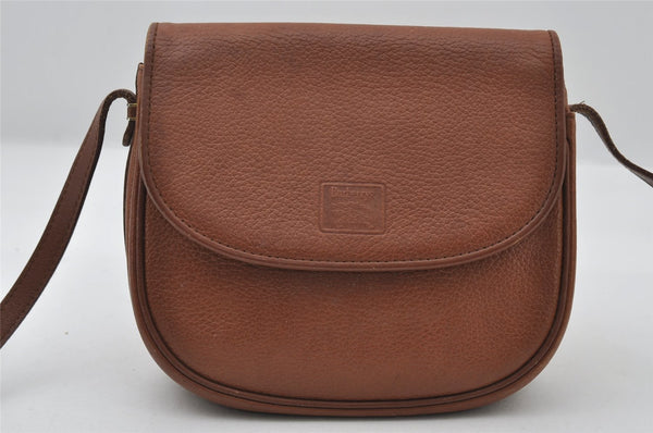 Authentic Burberrys Vintage Leather Shoulder Cross Body Bag Purse Brown 6831I