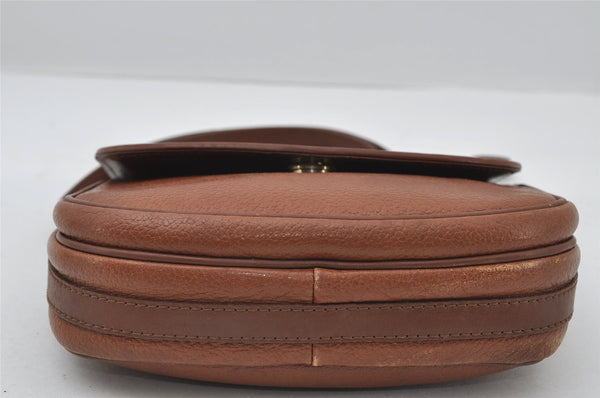 Authentic Burberrys Vintage Leather Shoulder Cross Body Bag Purse Brown 6831I