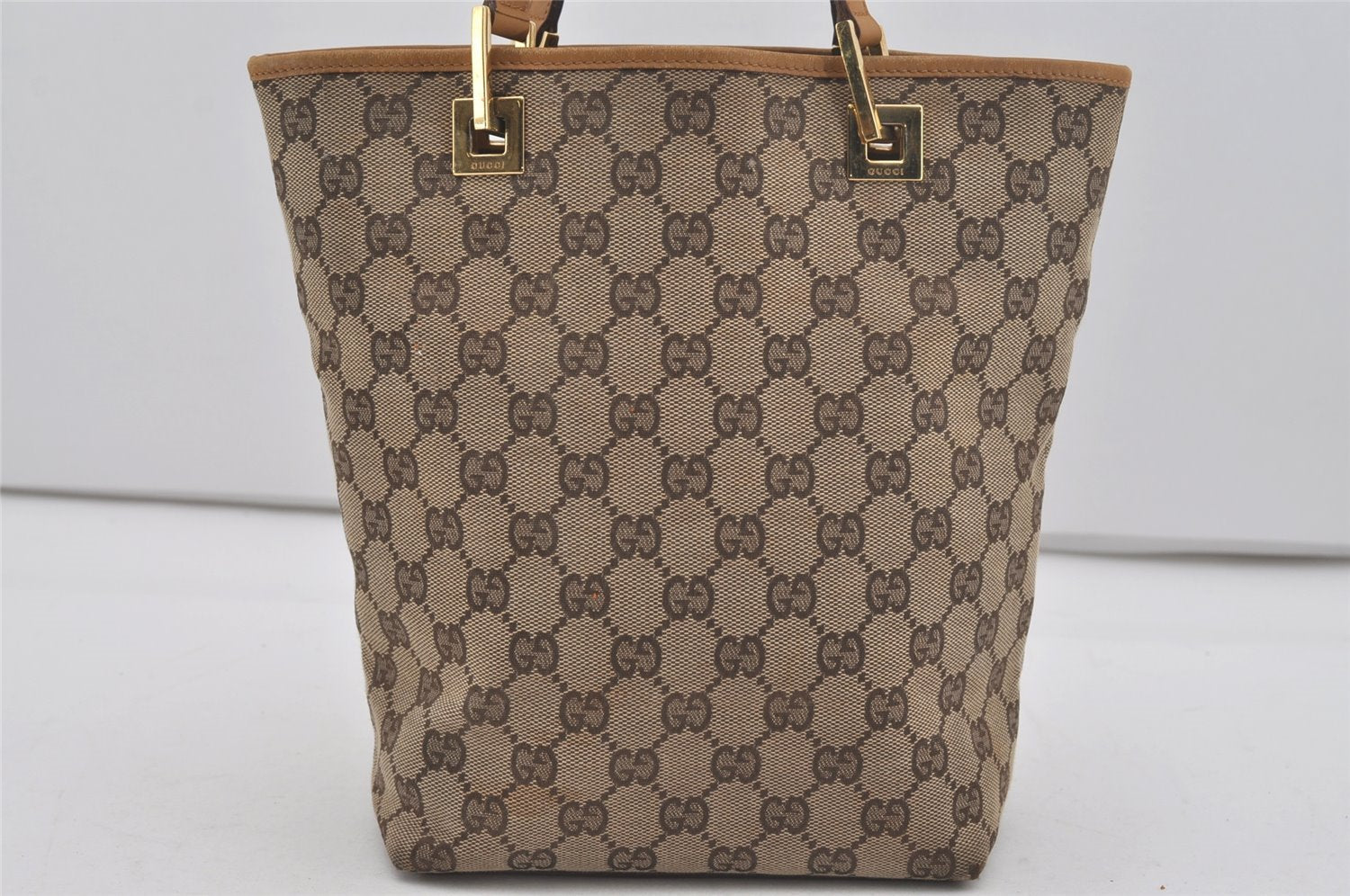 Authentic GUCCI Vintage Shoulder Tote Bag GG Canvas Leather 0021099 Brown 6832I