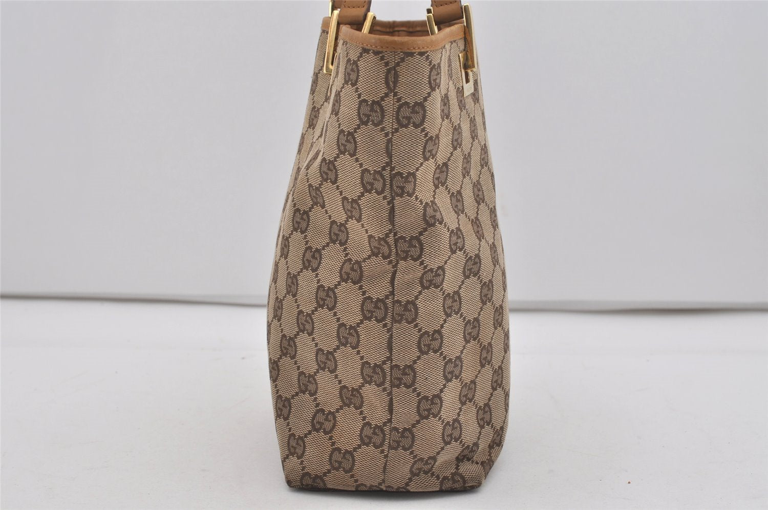 Authentic GUCCI Vintage Shoulder Tote Bag GG Canvas Leather 0021099 Brown 6832I