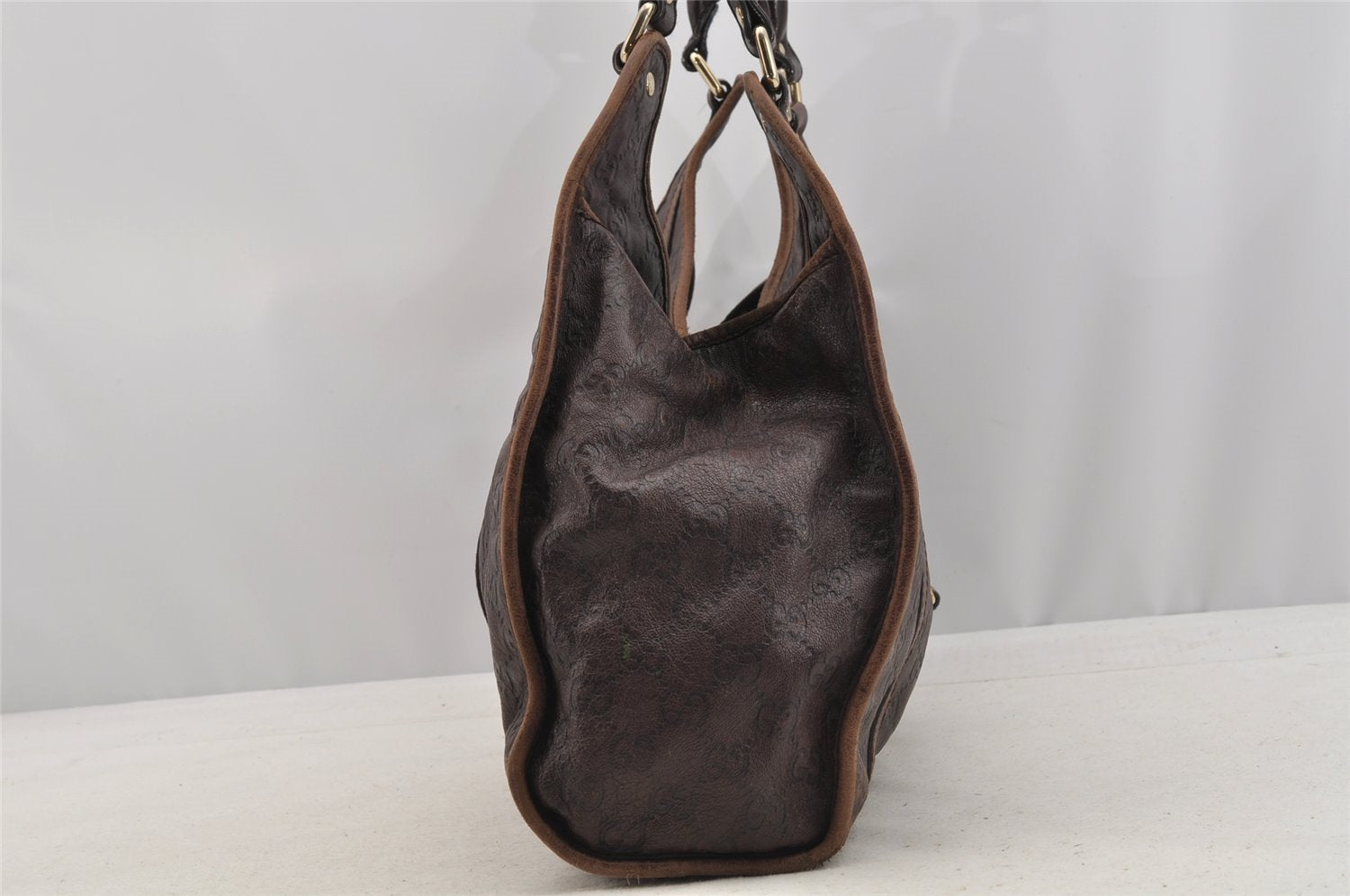 Authentic GUCCI Guccissima GG Leather Shoulder Hand Bag Purse 203494 Brown 6834I