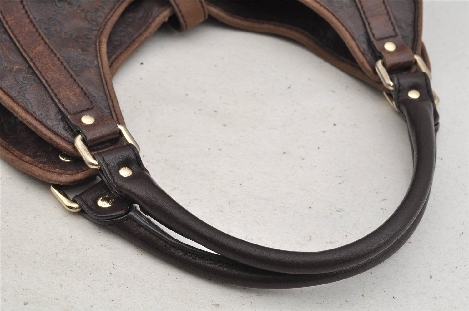 Authentic GUCCI Guccissima GG Leather Shoulder Hand Bag Purse 203494 Brown 6834I