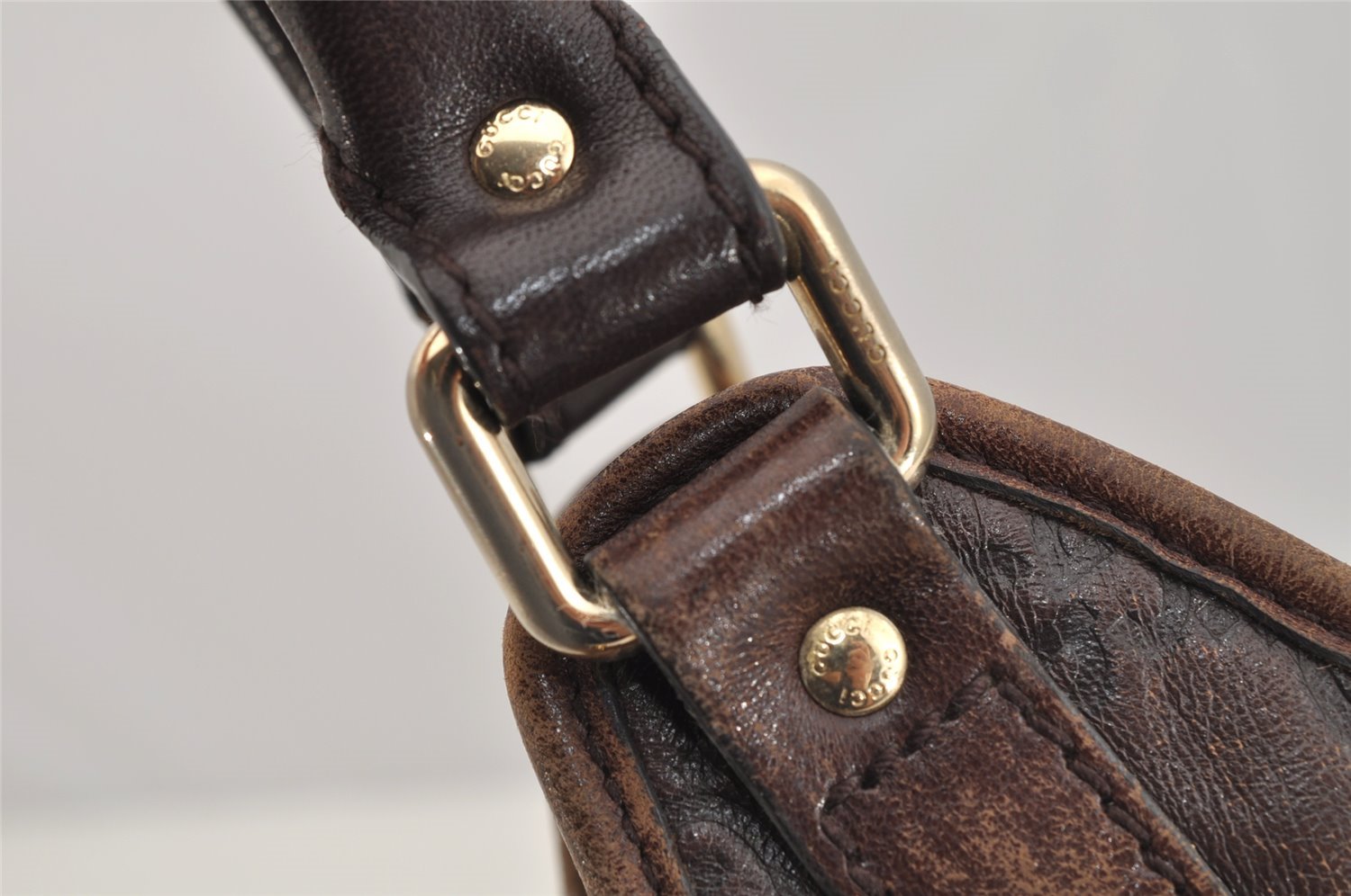 Authentic GUCCI Guccissima GG Leather Shoulder Hand Bag Purse 203494 Brown 6834I