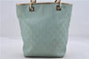 Auth GUCCI Shoulder Tote Bag GG Canvas Leather 0021099 Light Blue Gold 6835D