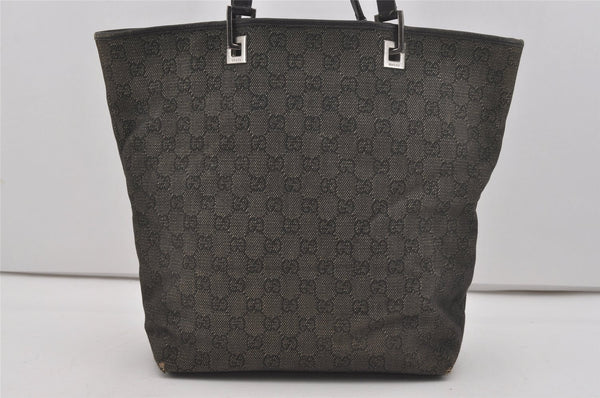 Authentic GUCCI Vintage Shoulder Tote Bag GG Canvas Leather 31243 Black 6835I