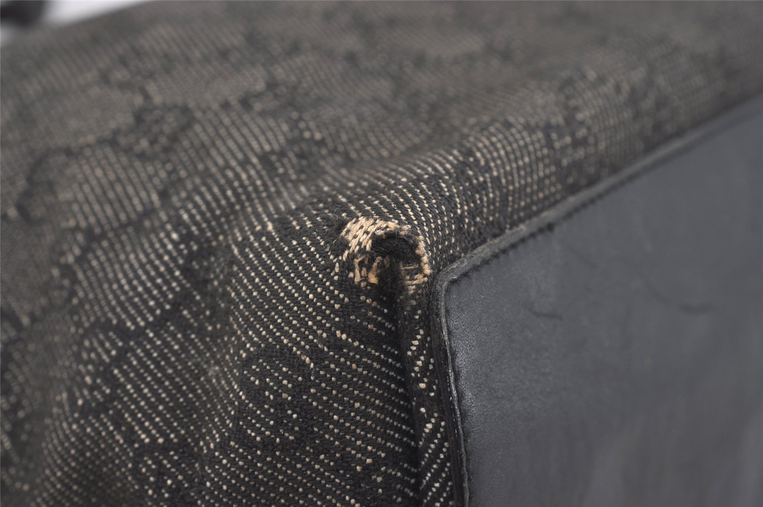 Authentic GUCCI Vintage Shoulder Tote Bag GG Canvas Leather 31243 Black 6835I