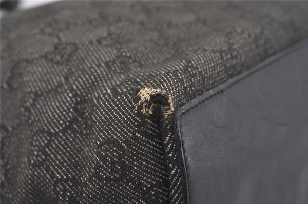 Authentic GUCCI Vintage Shoulder Tote Bag GG Canvas Leather 31243 Black 6835I