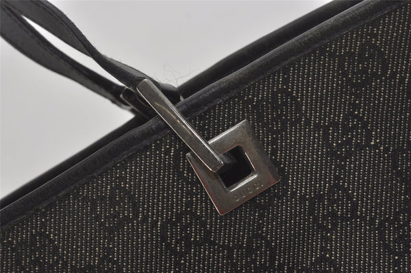 Authentic GUCCI Vintage Shoulder Tote Bag GG Canvas Leather 31243 Black 6835I