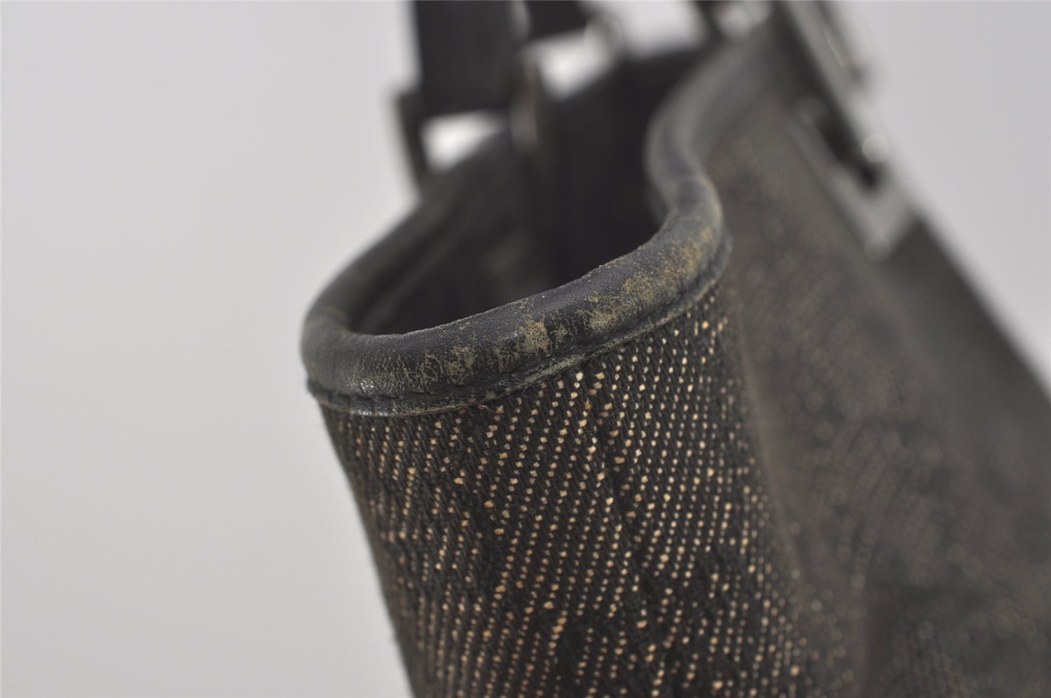 Authentic GUCCI Vintage Shoulder Tote Bag GG Canvas Leather 31243 Black 6835I