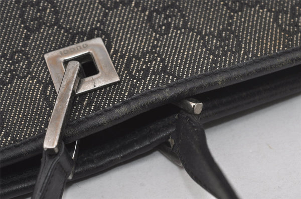Authentic GUCCI Vintage Shoulder Tote Bag GG Canvas Leather 31243 Black 6835I