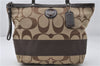 Authentic COACH Signature Shoulder Tote Bag Canvas Leather F15112 Brown 6836E