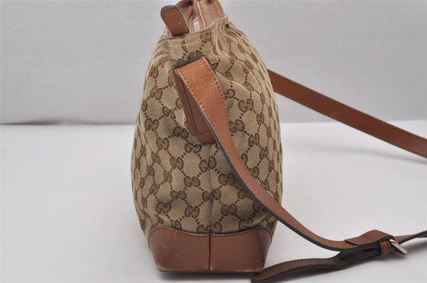 Authentic GUCCI Web Sherry Line Shoulder Cross Bag GG Canvas Leather Brown 6836I