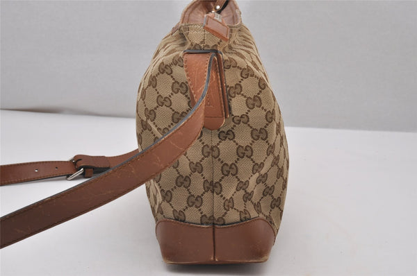 Authentic GUCCI Web Sherry Line Shoulder Cross Bag GG Canvas Leather Brown 6836I