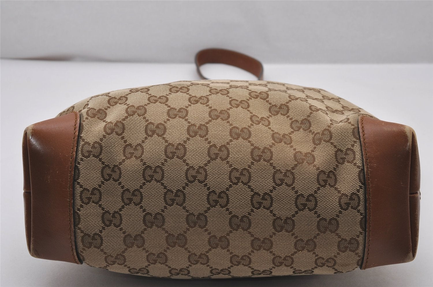 Authentic GUCCI Web Sherry Line Shoulder Cross Bag GG Canvas Leather Brown 6836I