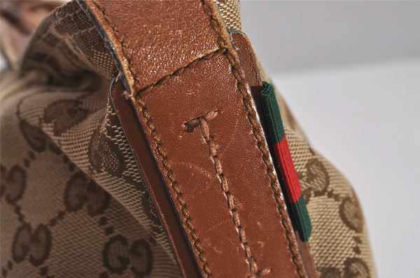 Authentic GUCCI Web Sherry Line Shoulder Cross Bag GG Canvas Leather Brown 6836I