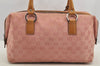 Authentic GUCCI Hand Boston Bag Purse GG Canvas Leather 113009 Pink 6839I
