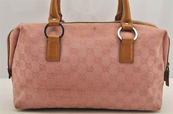 Authentic GUCCI Hand Boston Bag Purse GG Canvas Leather 113009 Pink 6839I