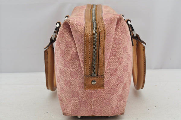 Authentic GUCCI Hand Boston Bag Purse GG Canvas Leather 113009 Pink 6839I