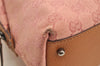 Authentic GUCCI Hand Boston Bag Purse GG Canvas Leather 113009 Pink 6839I