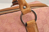 Authentic GUCCI Hand Boston Bag Purse GG Canvas Leather 113009 Pink 6839I