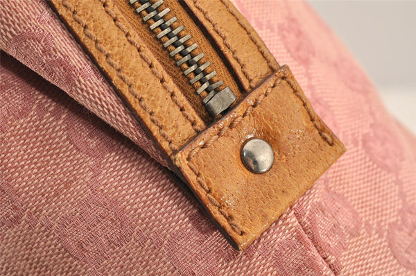 Authentic GUCCI Hand Boston Bag Purse GG Canvas Leather 113009 Pink 6839I